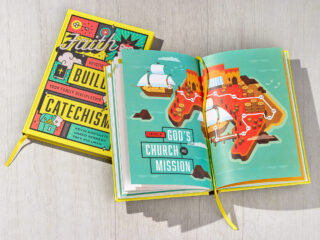 Faith Builder Catechism cover and interior spread