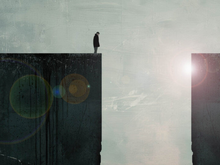 illustration of man standing on a ledge