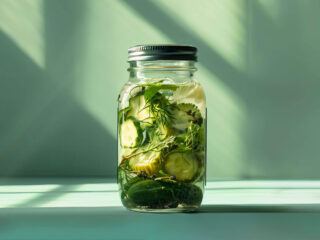 jar of pickles sitting in sun